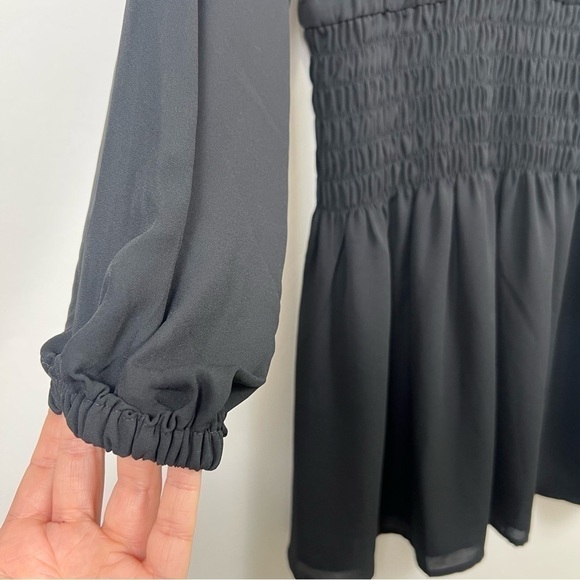 Madewell Bubble-Sleeve Smocked Mini Dress in True Black Size Small NWT - Picture 12 of 15